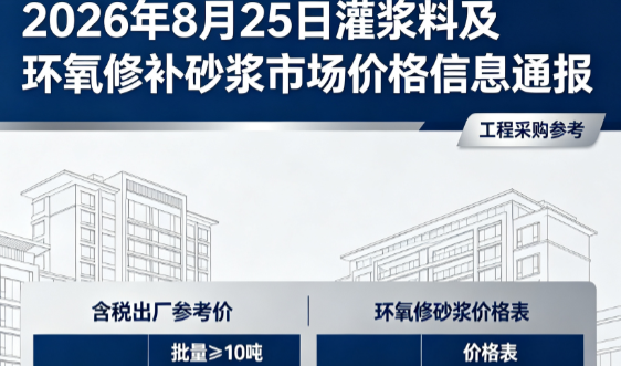 红花岗2026年8月25日灌浆料及环氧修补砂浆市场价格信息通报